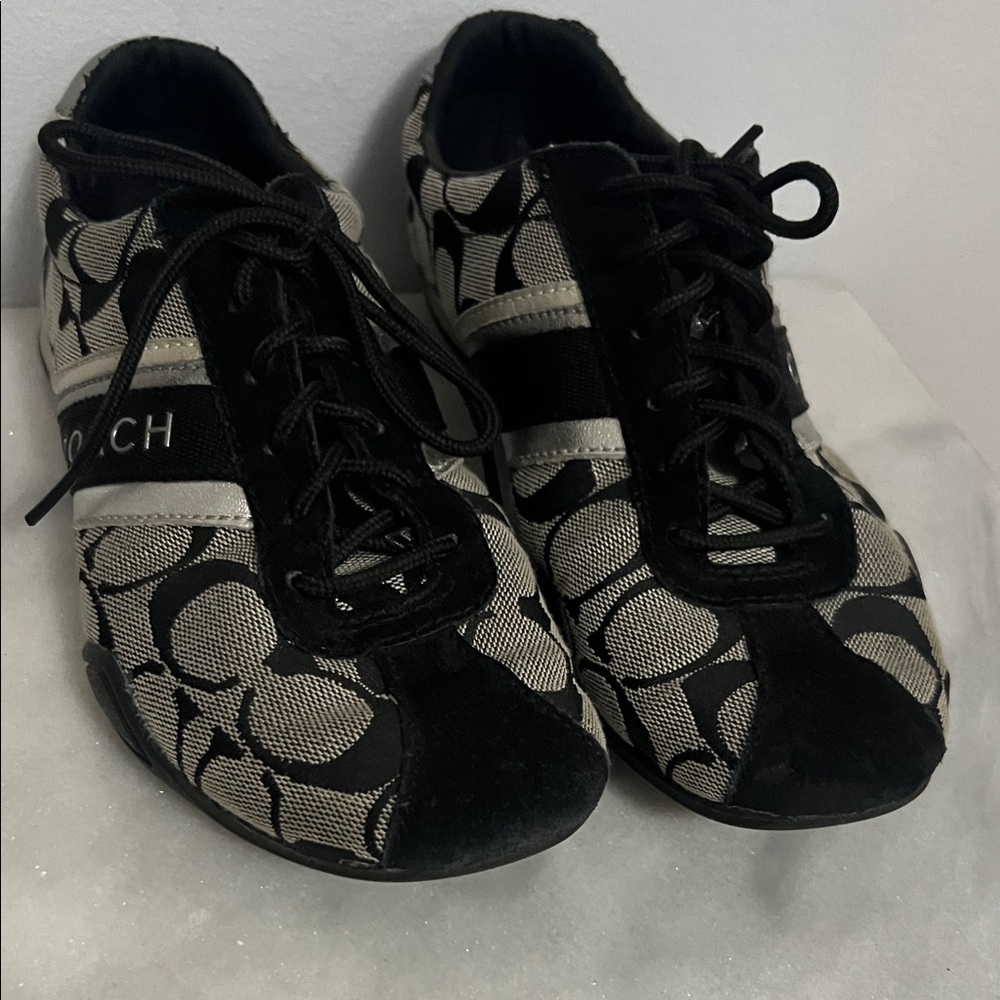 Coach Monogram Black and Silver Women's Sneakers - Picture 2 of 6